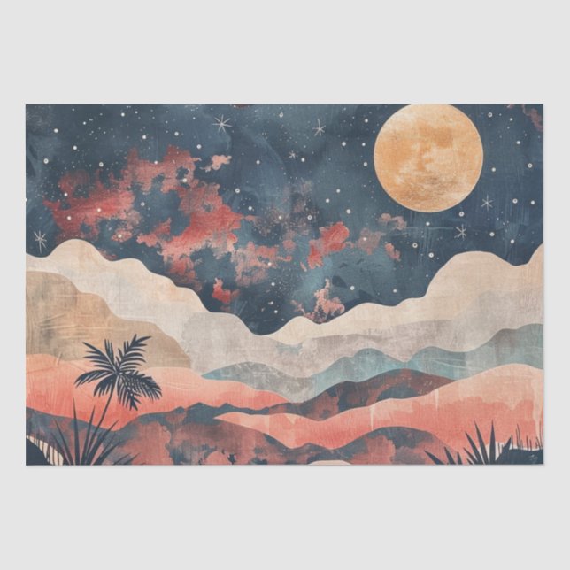 Papel De Seda Paisagem Boho Abstrato (24) (Frente )