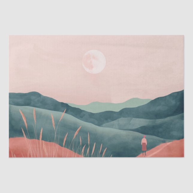 Papel De Seda Paisagem Boho Abstrato (7) (Frente )