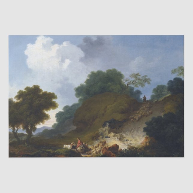 Papel De Seda Paisagem com os pastores por Fragonard (Frente )