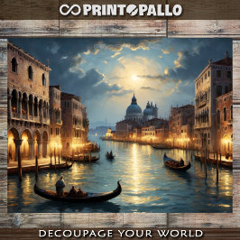 Papel De Seda Paisagem costeira de Veneza antiga sobre o canal à