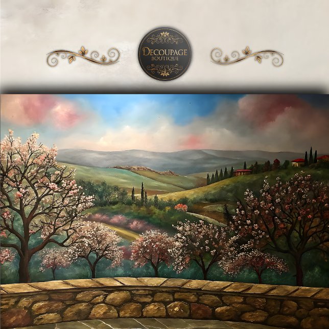Papel De Seda Paisagem da Primavera Toscana Decoupage (Tuscan Spring Landscape Decoupage Tissue Paper)