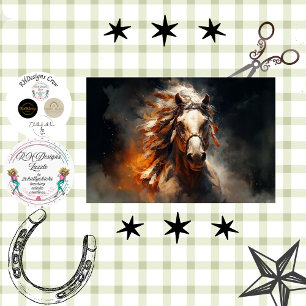 Papel De Seda Paisagem de Decoupage Cavalo Branco Cena Mística