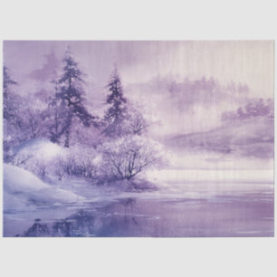 Papel De Seda Paisagem de Dissociação Neve Coberta Púrpura Branc