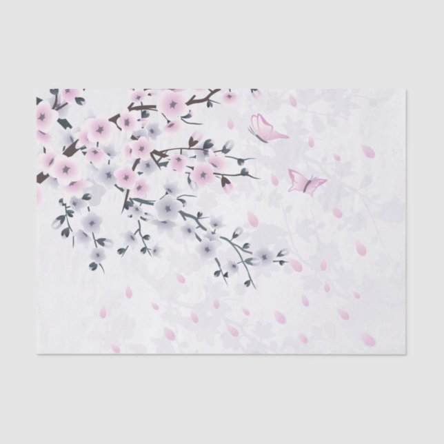 Papel De Seda Paisagem de Flor de Cerejeira Pastel (Frente )