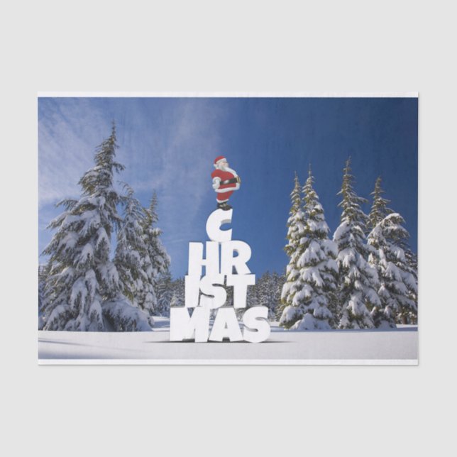Papel De Seda Paisagem de inverno de Natal (Frente )