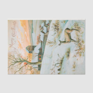 Papel De Seda Paisagem de inverno e Férias de Veado no Natal