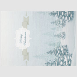 Papel De Seda Paisagem de Natal da Floresta Branca de Inverno