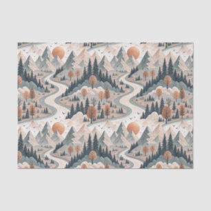 Papel De Seda Paisagem de Rio Montanhoso Arte de Padrão Abstrato