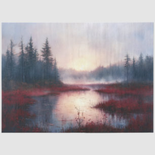 Papel De Seda Paisagem do Decoupage do Nascer do Sol no Pântano