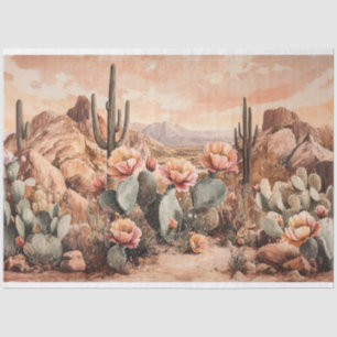 Papel De Seda Paisagem do Deserto com Desaparecimento de Cactos