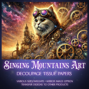 Papel De Seda Paisagem Magnética Separação Cósmica de Gato Steam