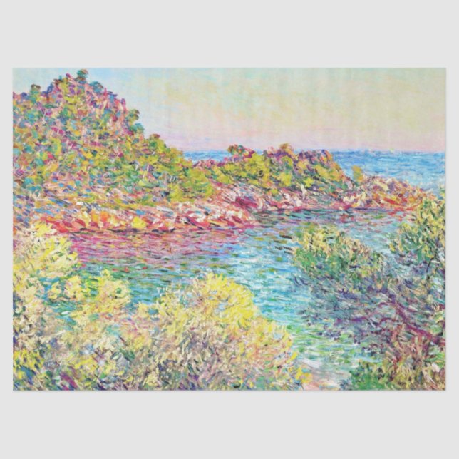 Papel De Seda Paisagem perto de Monte Carlo (por Claude Monet) (Frente )