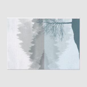 Papel De Seda Paisagem Reflexão de Lago Árvores Verde