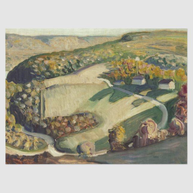Papel De Seda Paisagem rural por Grant Wood (Frente )