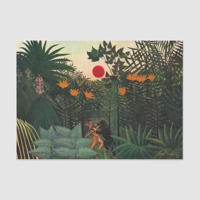 Papel De Seda Paisagem tropical por Henri Rousseau (Frente )
