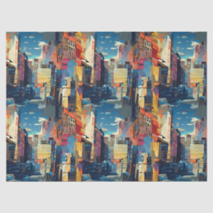 Papel De Seda Paisagem Urbana Abstrata de Cyberpunk (4)