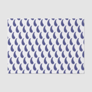 Papel De Seda Paisley Azul Branco Estilizado Vintage