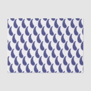 Papel De Seda Paisley Azul Branco Estilizado Vintage