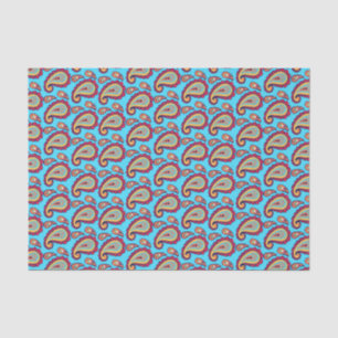 Papel De Seda Paisley azul corajoso
