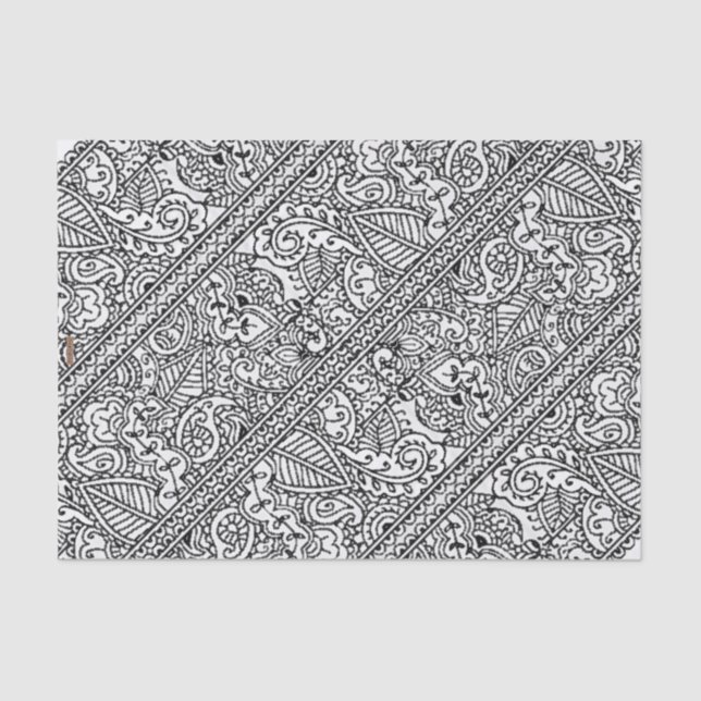 Papel De Seda Paisley Passion - Preto (Henna) (Frente )
