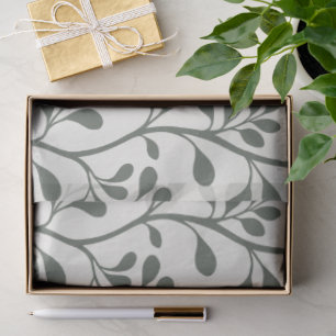 Papel De Seda Paisley Waltz Silhuetas Verdes Botânica Minimalist
