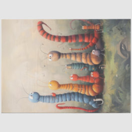 Papel De Seda Palavras de Cartoon Whimsical Decoupage Lagartas