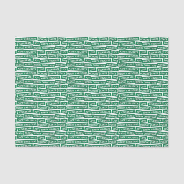 Papel De Seda Palavras de Natal Livro Verde e Branco (Frente )