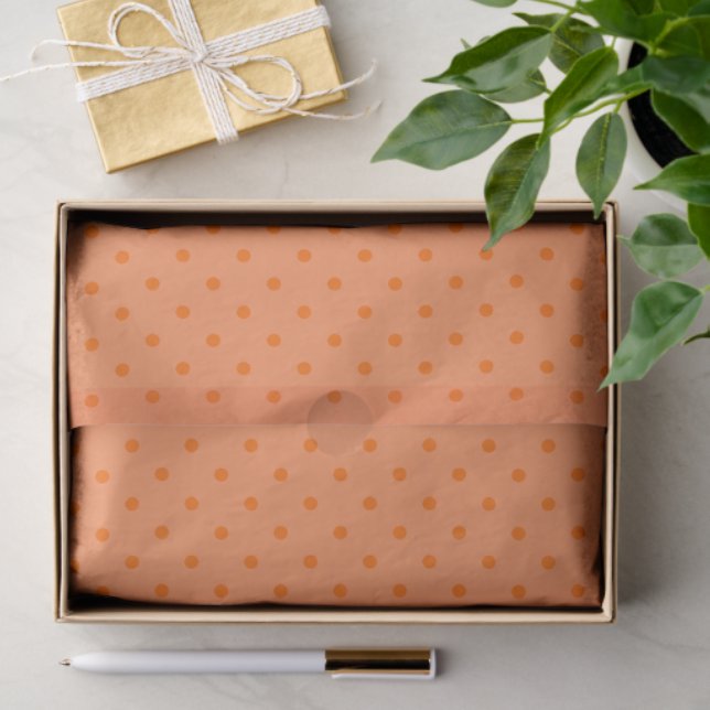 Papel De Seda Pale Orange With Orange Polka Dots (Presente)