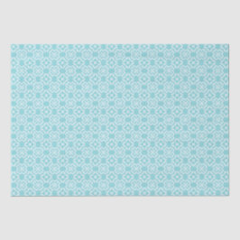 Papel De Seda Pale Robin's Egg Blue & White Floral Lattice