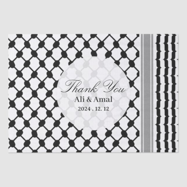 Papel De Seda Palestina Hatta Keffiyeh Obrigado Casamento (Frente )
