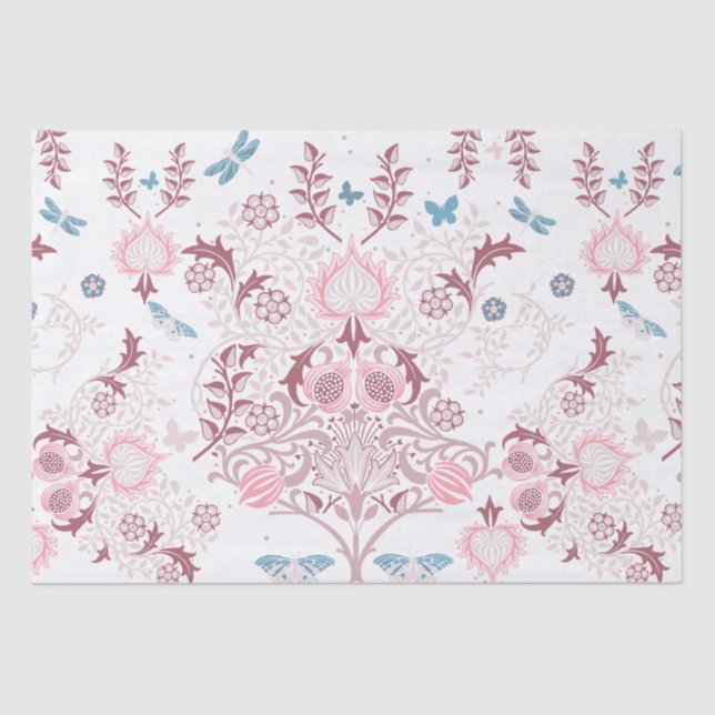 Papel De Seda Paleta rosa William Morris Design (Frente )
