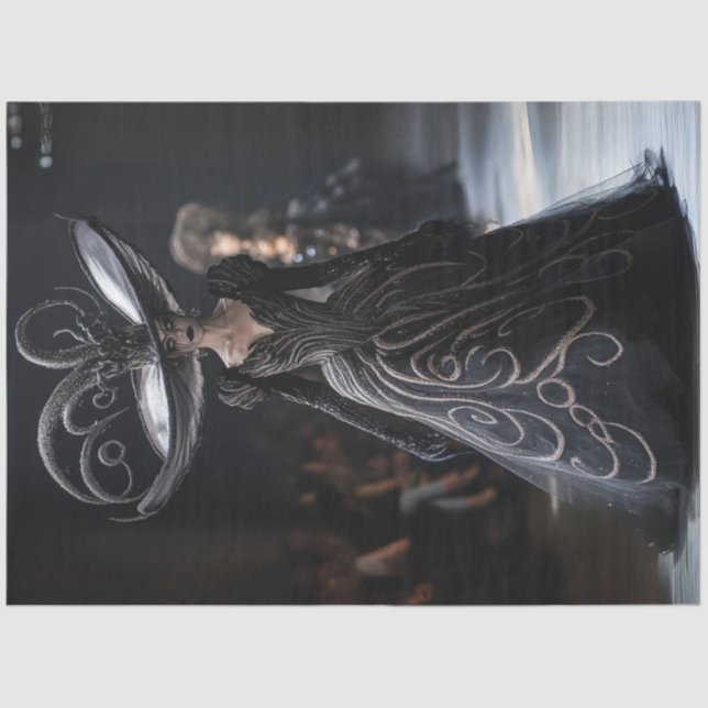 Papel De Seda Palhaço Preto de Modelo de Alta Moda Gótica de Dis (Frente )