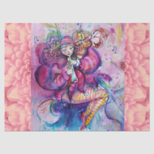 Papel De Seda PALHAÇO ROSA MUSICAL COM CORUJA Floral