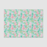 Papel De Seda Palm Beach Christmas Watercolor Pink & Green Trees<br><div class="desc">PreppyPrint.com - Celebre o Natal no estilo Palm Beach! Transfira este design para os produtos de sua escolha também! Visite minha loja de designers,  PreppyPrint.com,  para coordenar itens.</div>