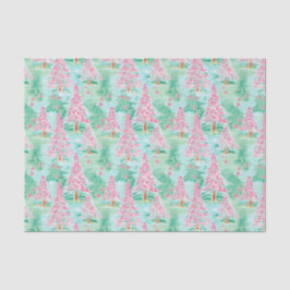 Papel De Seda Palm Beach Christmas Watercolor Pink & Green Trees