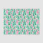 Papel De Seda Palm Beach Christmas Watercolor Pink & Green Trees<br><div class="desc">PreppyPrint.com - Celebre o Natal no estilo Palm Beach! Transfira este design para os produtos de sua escolha também! Visite minha loja de designers,  PreppyPrint.com,  para coordenar itens.</div>