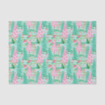 Papel De Seda Palm Beach Christmas Watercolor Pink & Green Trees<br><div class="desc">PreppyPrint.com - Celebre o Natal no estilo Palm Beach! Transfira este design para os produtos de sua escolha também! Visite minha loja de designers,  PreppyPrint.com,  para coordenar itens.</div>