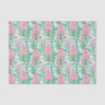 Papel De Seda Palm Beach Christmas Watercolor Pink & Green Trees<br><div class="desc">PreppyPrint.com - Celebre o Natal no estilo Palm Beach! Transfira este design para os produtos de sua escolha também! Visite minha loja de designers,  PreppyPrint.com,  para coordenar itens.</div>