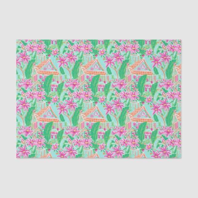 Papel De Seda Palm Beach Natal Watercolor Gingerbird House (Frente )