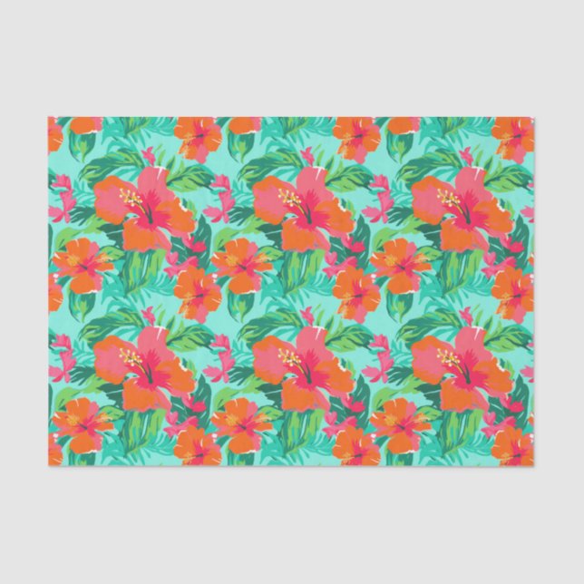 Papel De Seda Palm Beach Tropical Island Flowers (Frente )