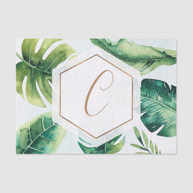 Papel De Seda Palm deixa Dourado e elegante verão tropical (Frente )