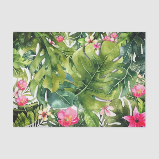 Papel De Seda Palma Floral Tropical Folga Chic Botânica Verão (Frente )