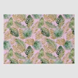 Papel De Seda Palma tropical moderna deixa Dourada monstera