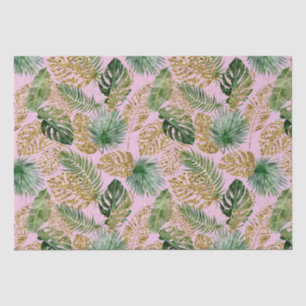Papel De Seda Palma tropical moderna deixa Dourada monstera