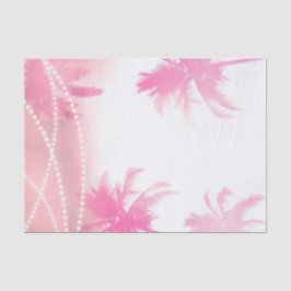 Papel De Seda Palmeiras Brancas Rosa & Luzes Verão Tropical