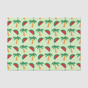 Papel De Seda Palmeiras e Melancia Padrão Tropical