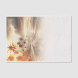 Papel De Seda Palmeiras & Pôr do Sol Laranja Casamento na Praia
