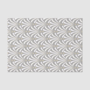 Papel De Seda Palmettos do branco do art deco do estilo do