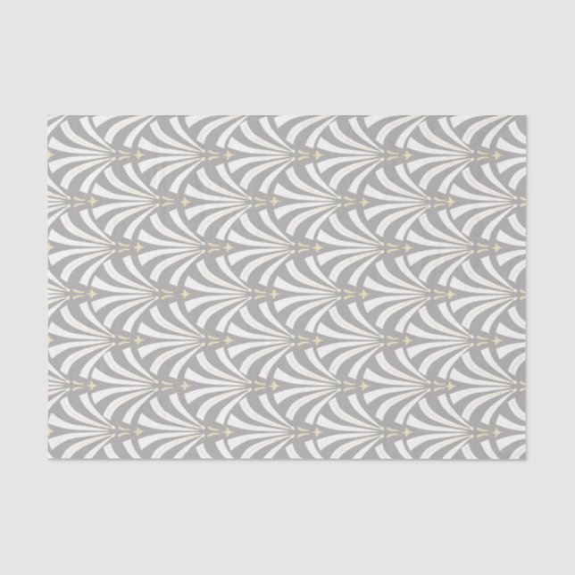 Papel De Seda Palmettos do branco do art deco do estilo do (Frente )