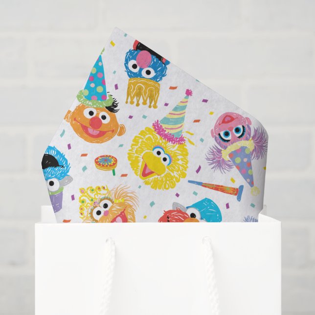 Papel de Seda Pals do Sesame Party Pattern (Sacola de presentes)